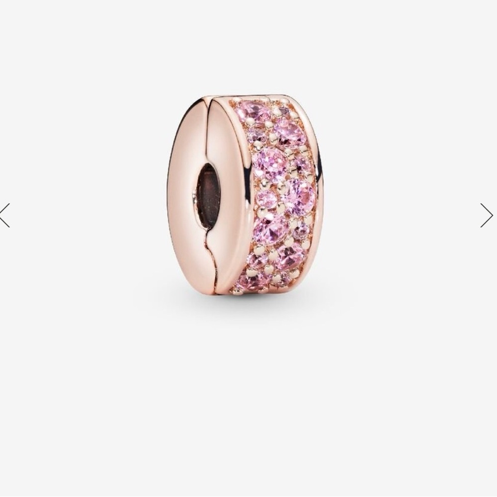 *PAIR* Pandora rose gold pink pave clip charm